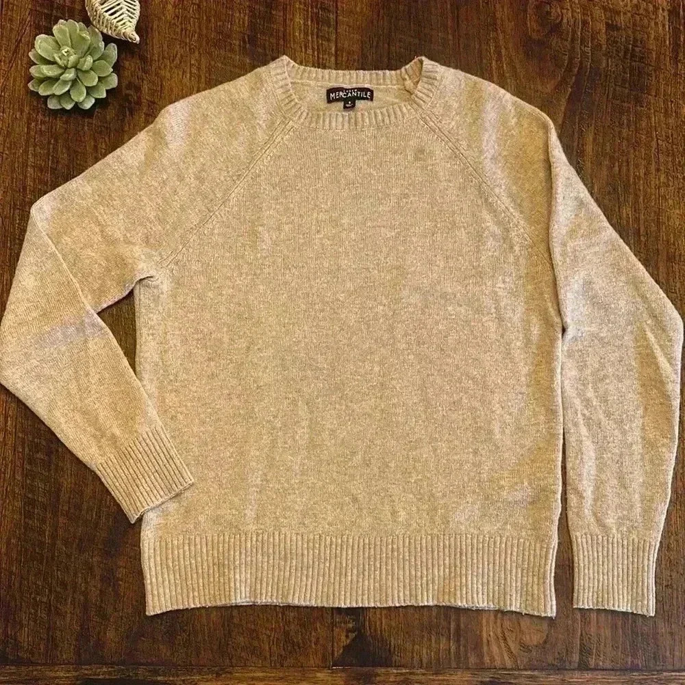 J. Crew Mercantile | Tan Lambswool Blend Crewneck Sweater